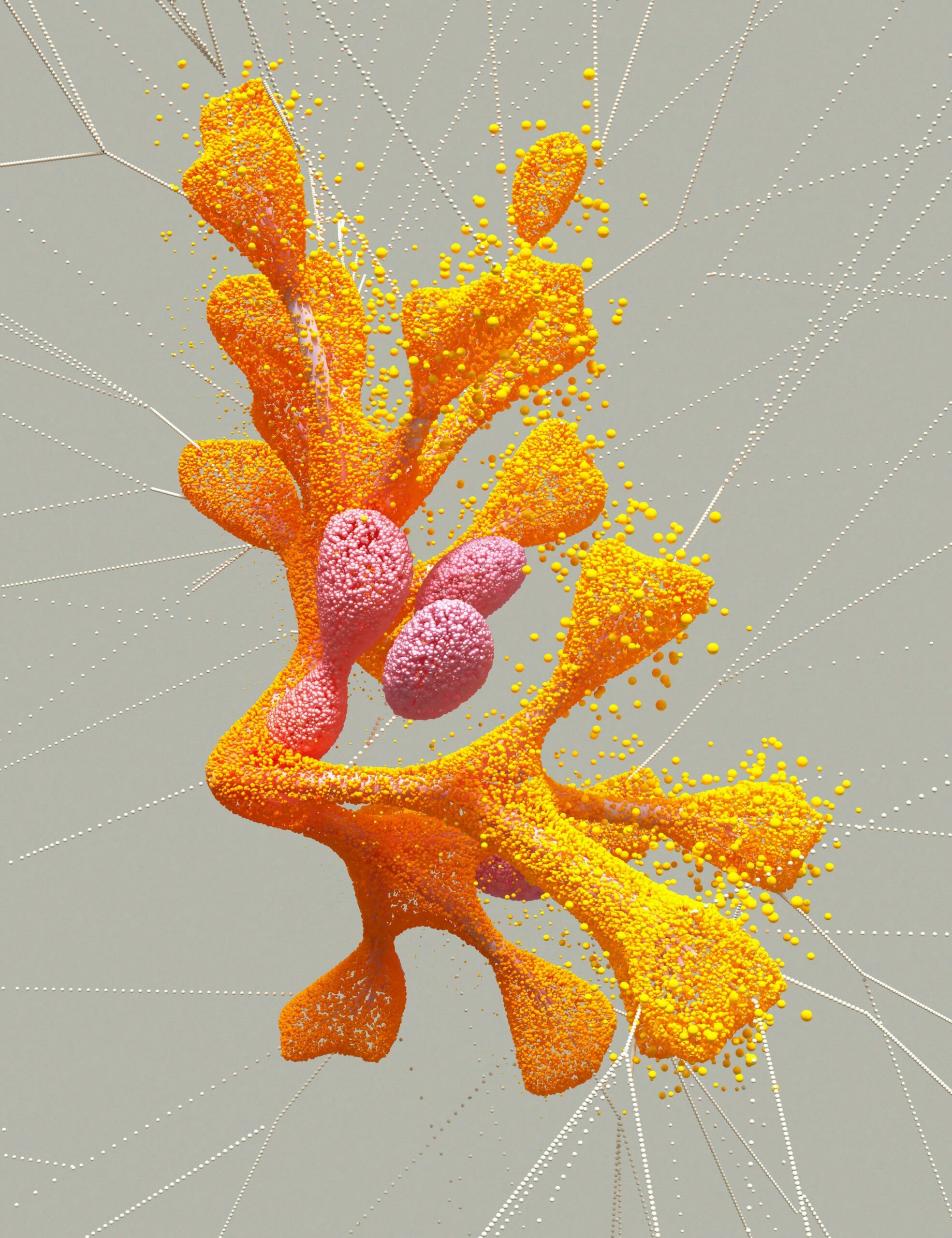 Colorful abstract representation of digital biology using CGI techniques, showcasing dynamic neural patterns.